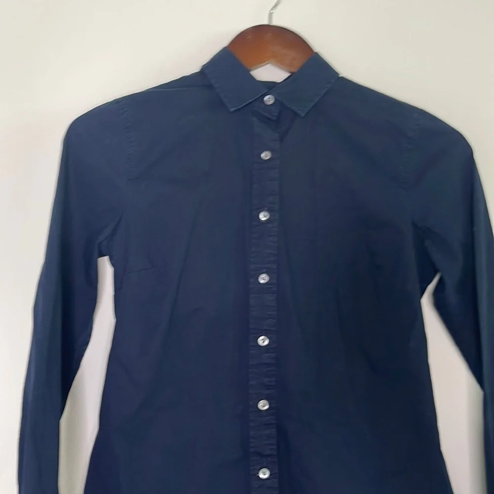 J. Crew Navy Cotton Stretch Perfect Fitted Oxford XSP